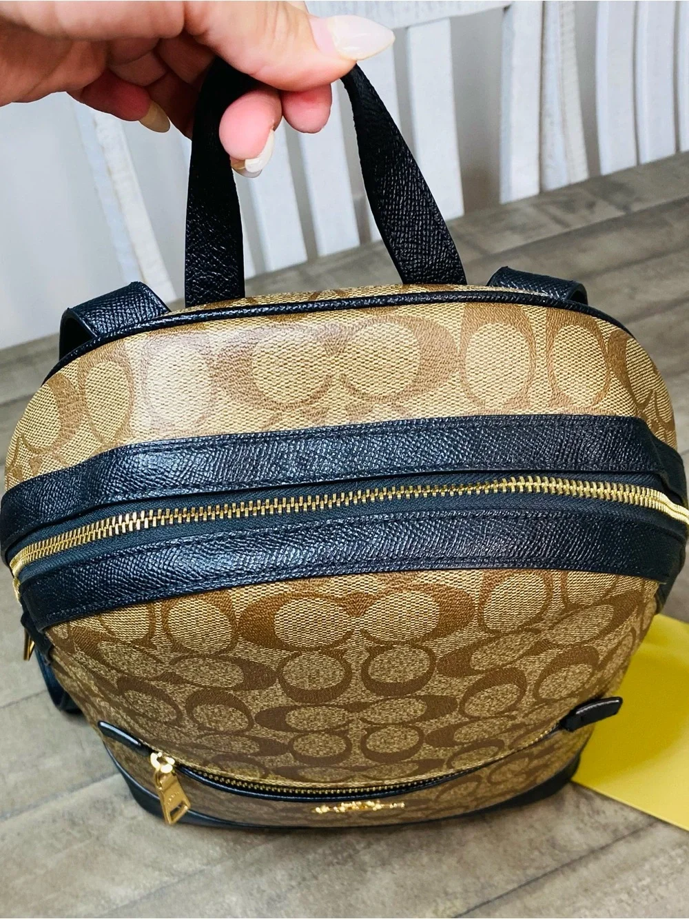 Coach Kenley Women's Backpack Signature Canvas - Khaki/Black